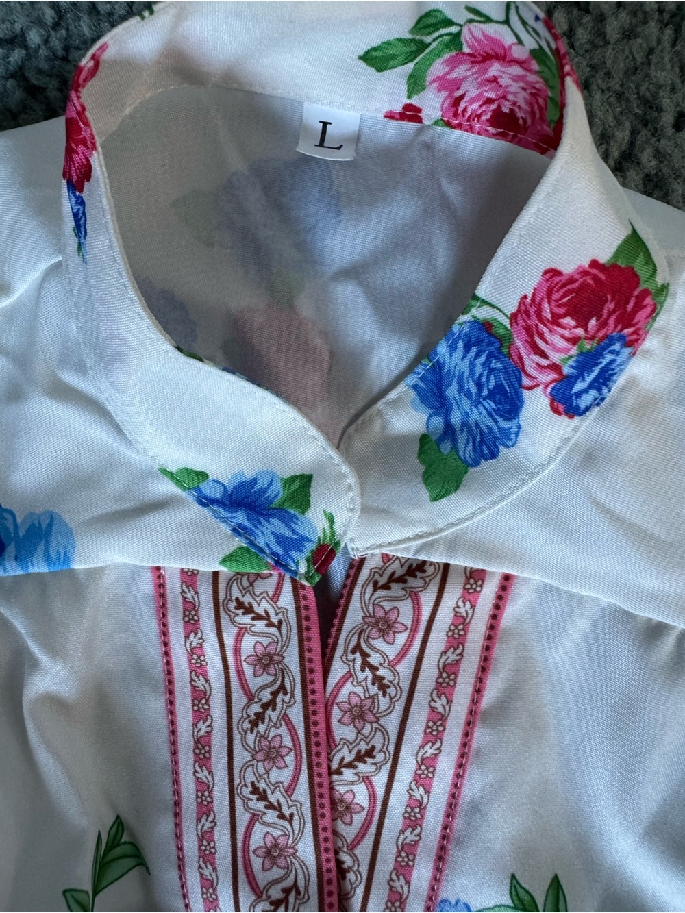 SHEIN White Floral Paisley Mini Dress with Pink & Blue Accents - Picture 12 of 14